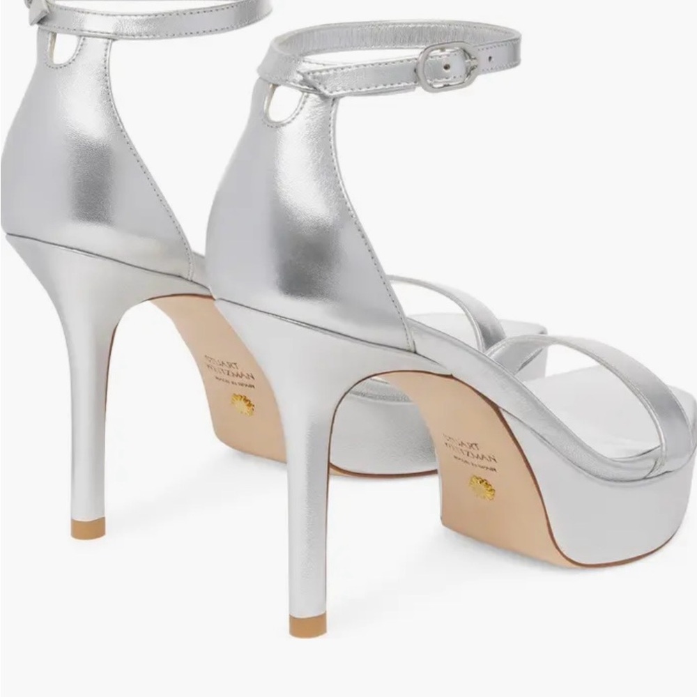 Stuart Weitzman Metallic Silver Platform Heels - Picture 5 of 12